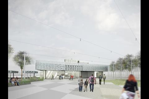 Cambridge Science Park station will feature a perforated pattern in the cladding inspired by the Game of Life (Image: Atkins).